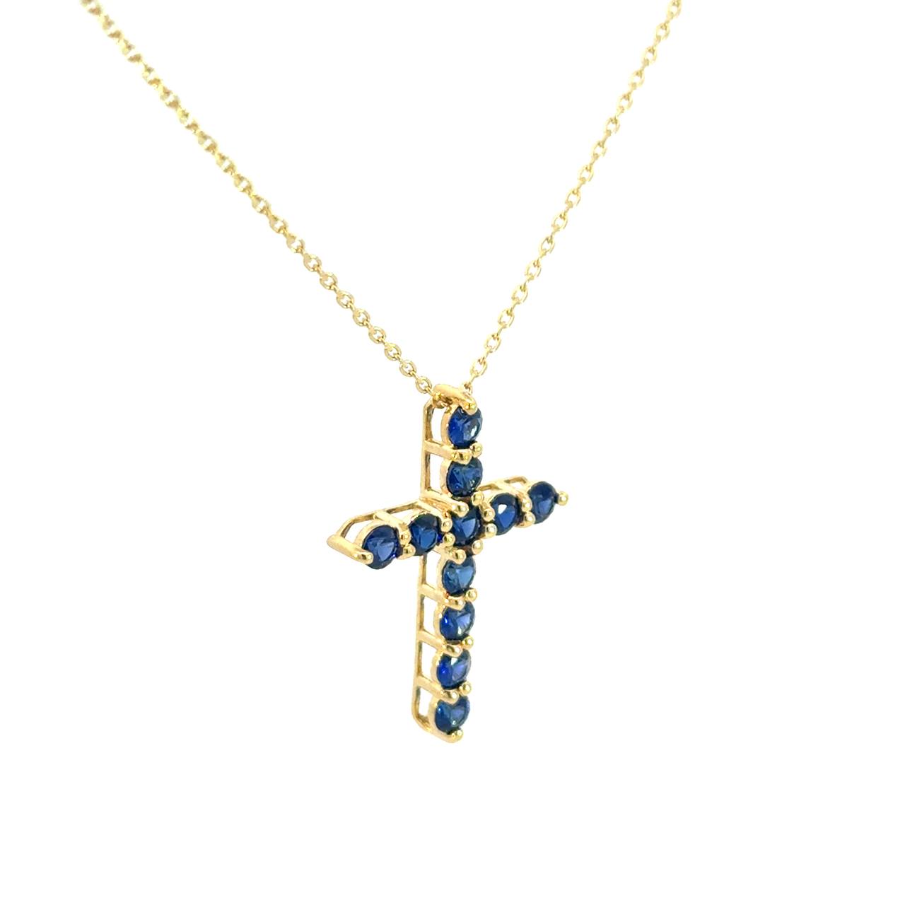 Cruz Oro Amarillo 14K Baby Zafiro