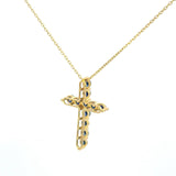 Cruz Oro Amarillo 14K Baby Zafiro