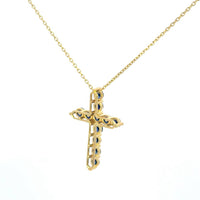 Cruz Oro Amarillo 14K Baby Zafiro