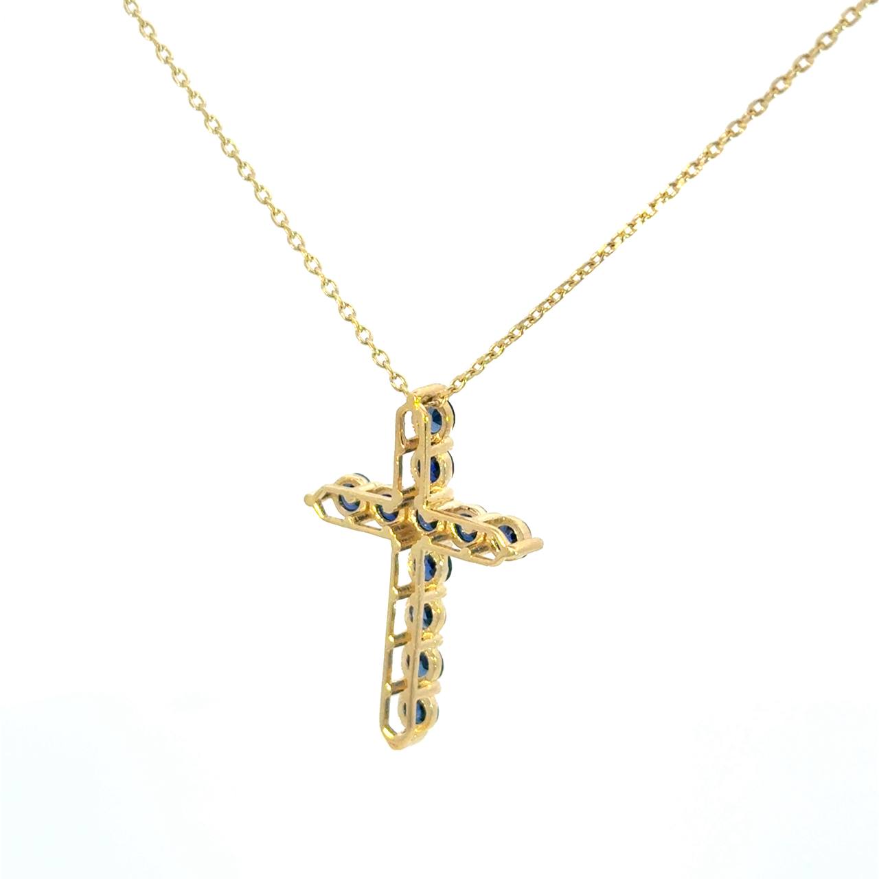 Cruz Oro Amarillo 14K Baby Zafiro