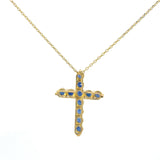 Cruz Oro Amarillo 14K Baby Zafiro