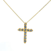 Cruz Oro Amarillo 14K Baby Zafiro