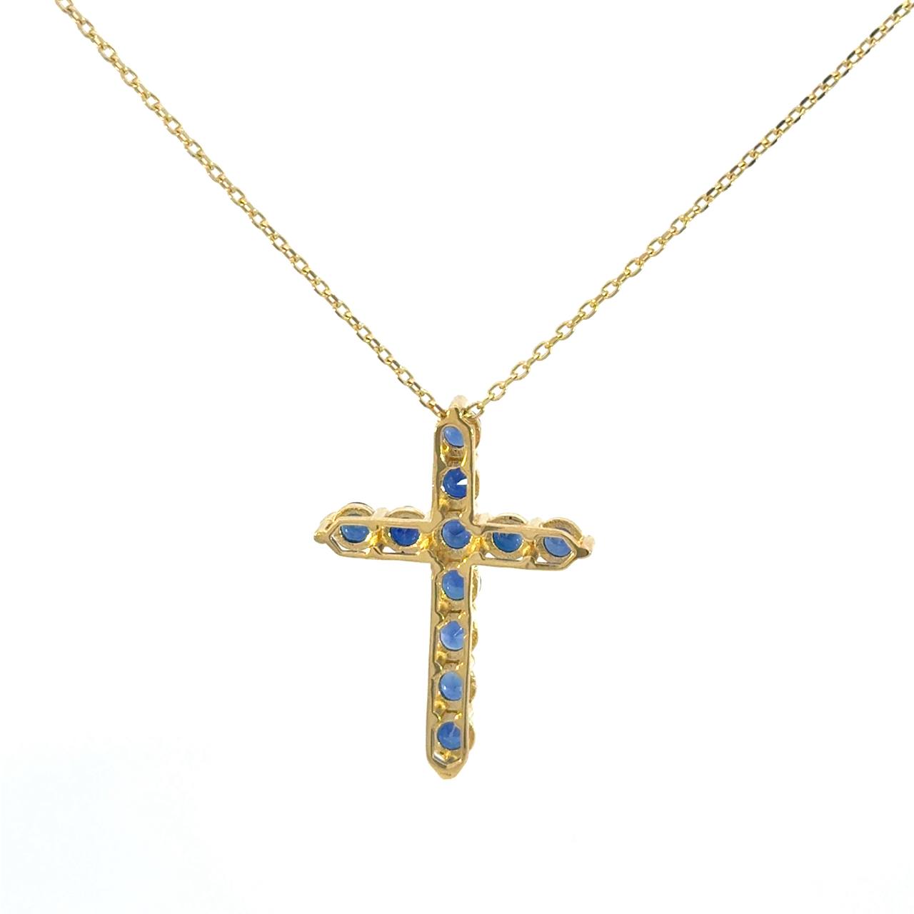 Cruz Oro Amarillo 14K Baby Zafiro