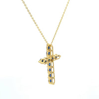 Cruz Oro Amarillo 14K Baby Zafiro