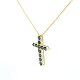Cruz Oro Amarillo 14K Baby Zafiro