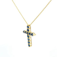 Cruz Oro Amarillo 14K Baby Zafiro