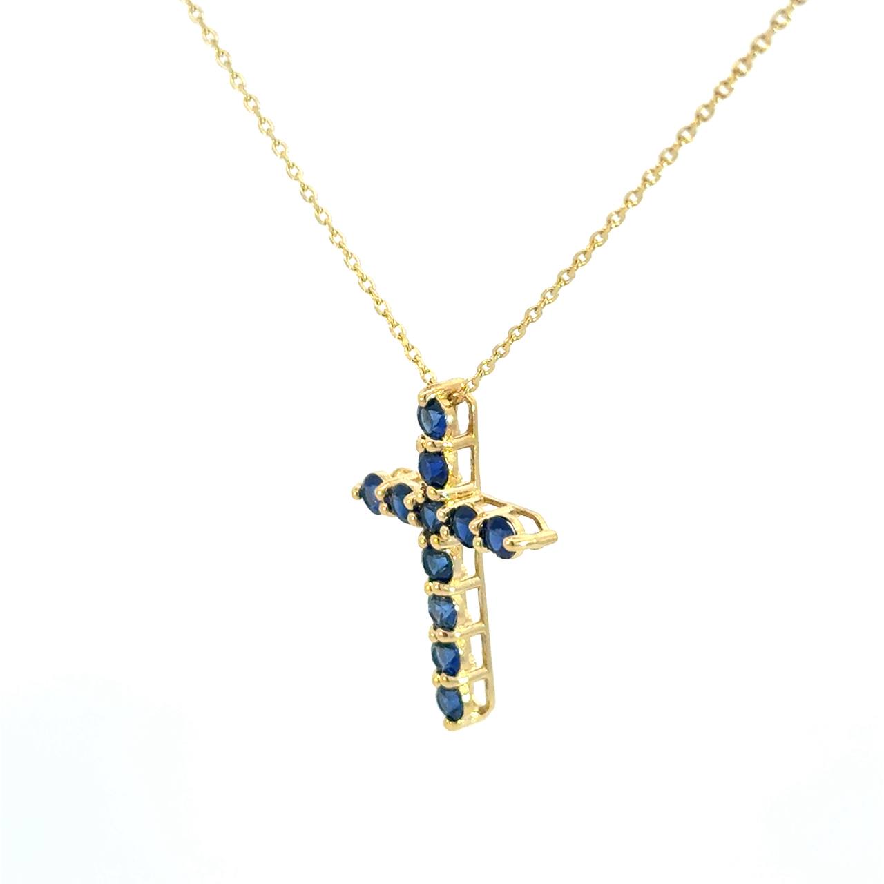 Cruz Oro Amarillo 14K Baby Zafiro