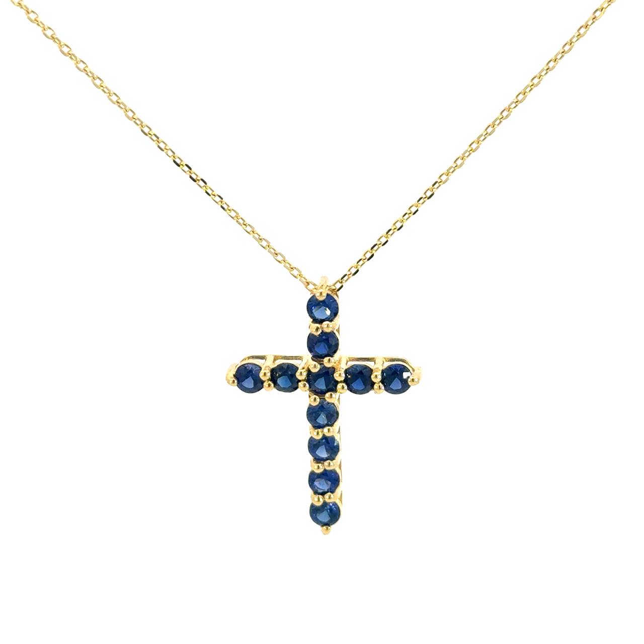 Cruz Oro Amarillo 14K Baby Zafiro