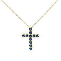 Cruz Oro Amarillo 14K Baby Zafiro