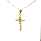 Cruz Oro Amarillo 14K Baby Diamante Natural
