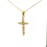 Cruz Oro Amarillo 14K Baby Diamante Natural