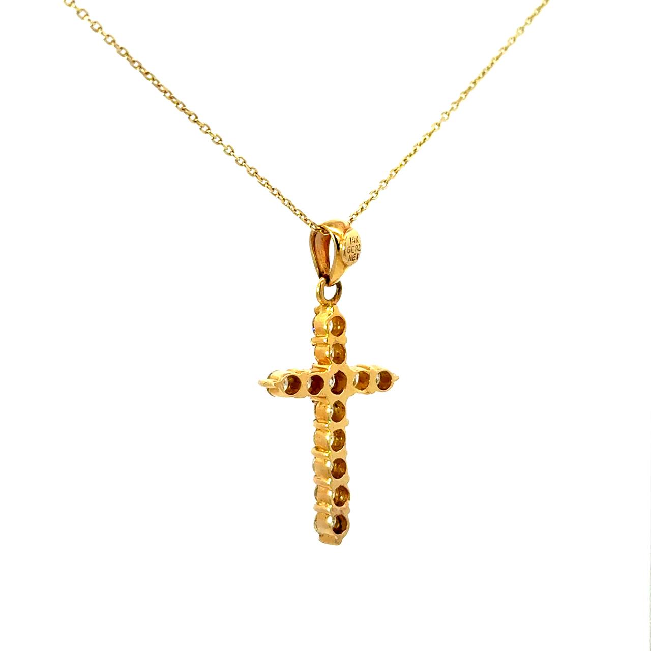 Cruz Oro Amarillo 14K Baby Diamante Natural