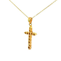 Cruz Oro Amarillo 14K Baby Diamante Natural