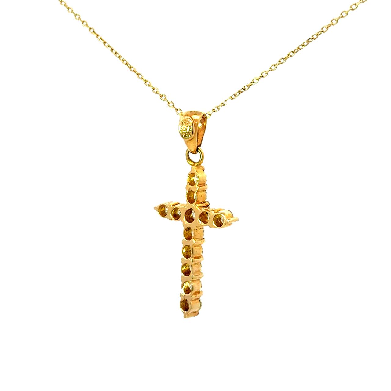 Cruz Oro Amarillo 14K Baby Diamante Natural
