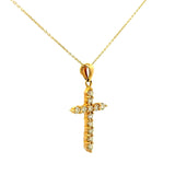 Cruz Oro Amarillo 14K Baby Diamante Natural