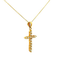Cruz Oro Amarillo 14K Baby Diamante Natural