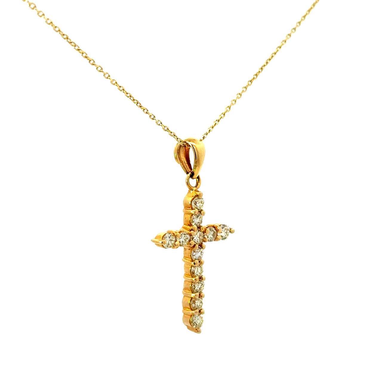 Cruz Oro Amarillo 14K Baby Diamante Natural