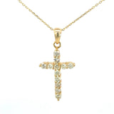 Cruz Oro Amarillo 14K Baby Diamante Natural