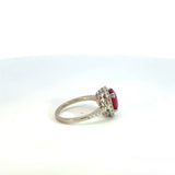 Anillo Oro Blanco 14K Rubi con Diamantes Naturales