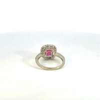 Anillo Oro Blanco 14K Rubi con Diamantes Naturales