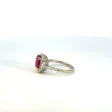 Anillo Oro Blanco 14K Rubi con Diamantes Naturales