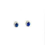 Aretes Oro Blanco 14K con Zafiro y Diamantes Naturales