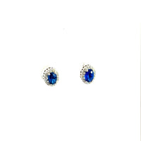 Aretes Oro Blanco 14K con Zafiro y Diamantes Naturales