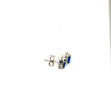 Aretes Oro Blanco 14K con Zafiro y Diamantes Naturales