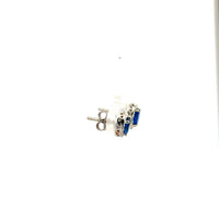 Aretes Oro Blanco 14K con Zafiro y Diamantes Naturales