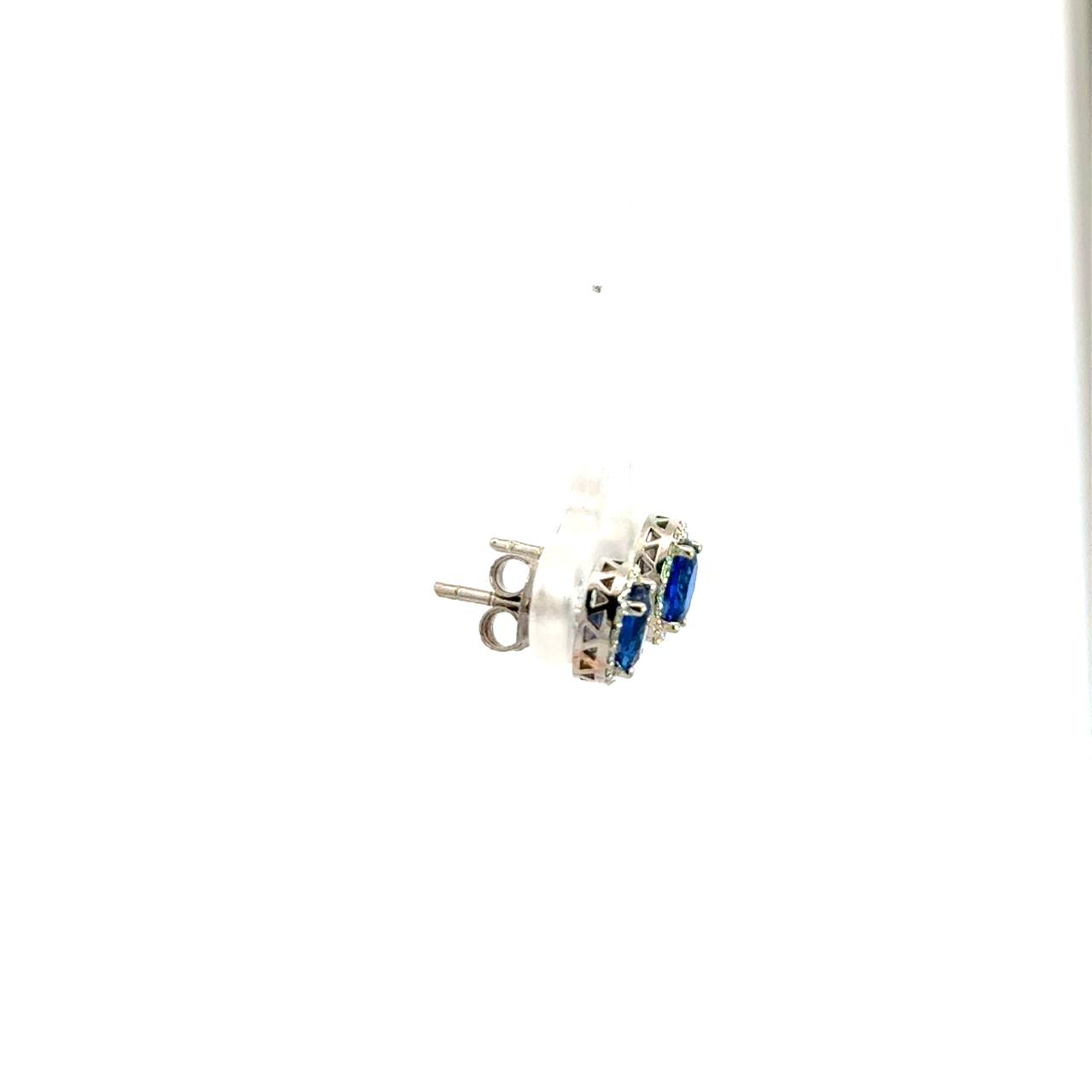 Aretes Oro Blanco 14K con Zafiro y Diamantes Naturales