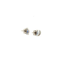 Aretes Oro Blanco 14K con Zafiro y Diamantes Naturales
