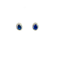 Aretes Oro Blanco 14K con Zafiro y Diamantes Naturales