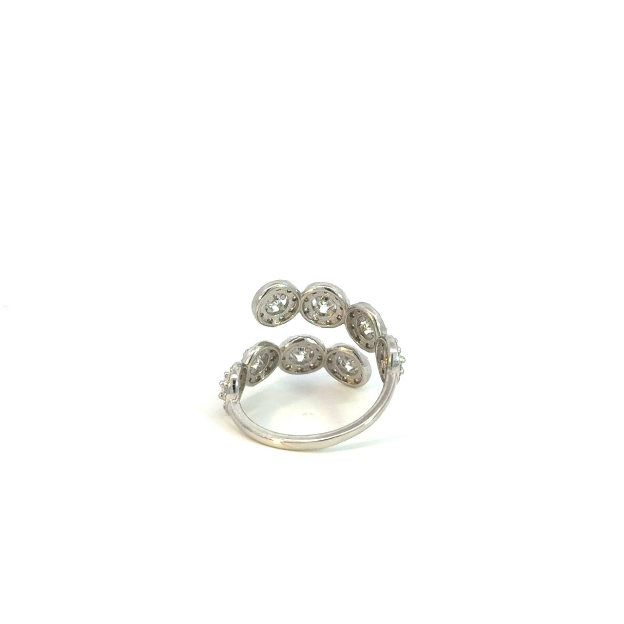 Anillo Abierto Oro Blanco de 14K con Diamantes Naturales