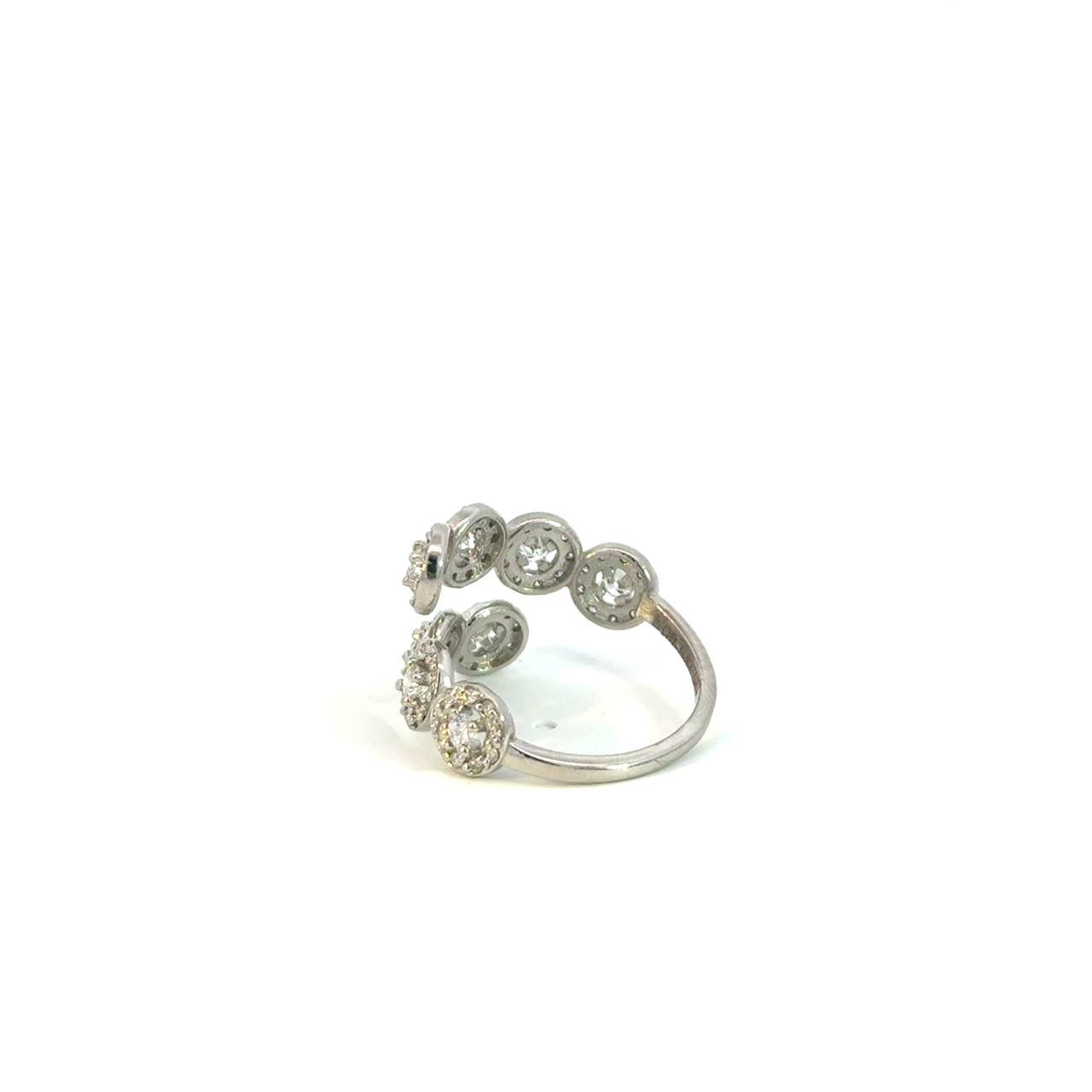 Anillo Abierto Oro Blanco de 14K con Diamantes Naturales