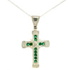 Cruz de Plata Verde y Cadena Plata