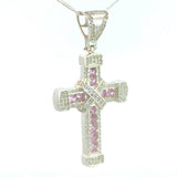 Cruz de Plata Rosa y Cadena Plata