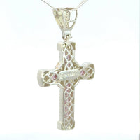 Cruz de Plata Rosa y Cadena Plata