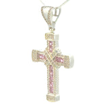 Cruz de Plata Rosa y Cadena Plata