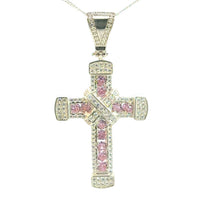 Cruz de Plata Rosa y Cadena Plata