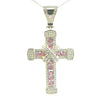 Cruz de Plata Rosa y Cadena Plata