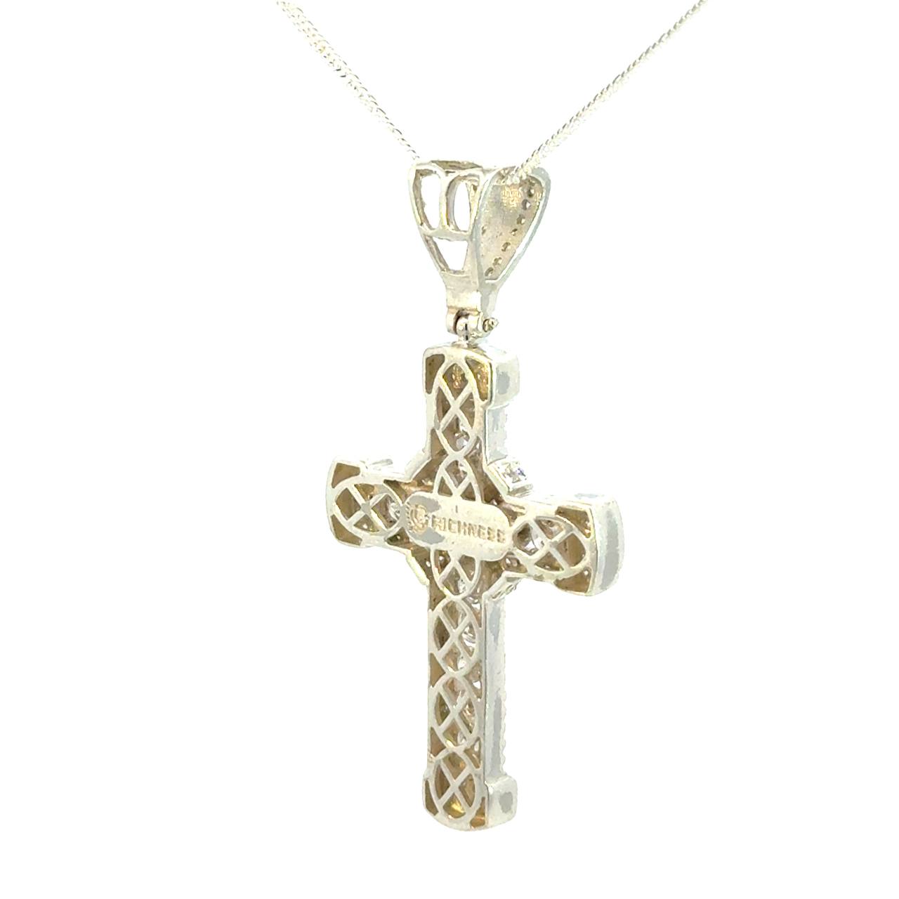Cruz de Plata Blanca y Cadena Plata