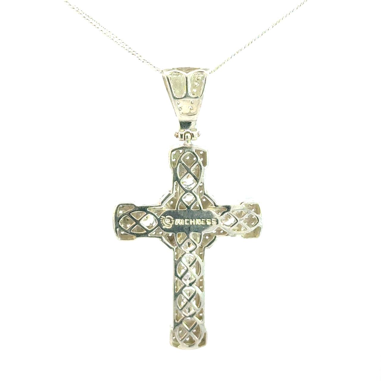 Cruz de Plata Blanca y Cadena Plata