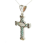 Cruz de Oro Blanco 14K con Esmeralda