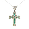 Cruz de Oro Blanco 14K con Esmeralda