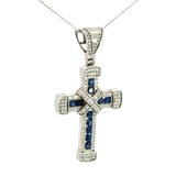 Cruz de Plata Azul y Cadena Plata