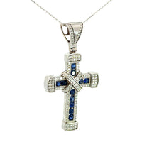 Cruz de Plata Azul y Cadena Plata