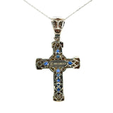Cruz de Plata Azul y Cadena Plata