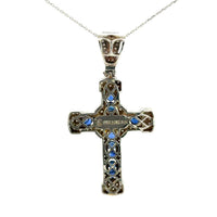 Cruz de Plata Azul y Cadena Plata
