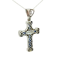 Cruz de Plata Azul y Cadena Plata