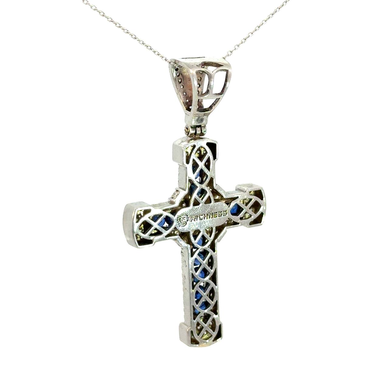 Cruz de Plata Azul y Cadena Plata